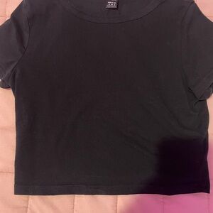SHEIN Black Fitted Crop T-Shirt Short Sleeve